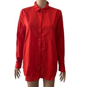 Divided By H&M Shirt Women 12 Button Front  Red Career Casual